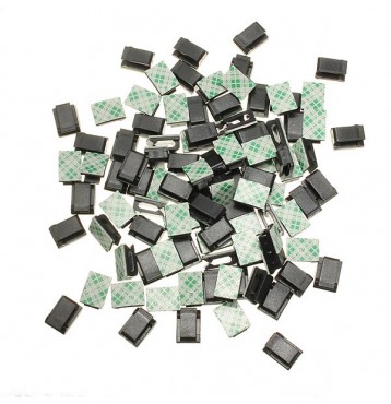 100 Pcs Black Plastic Wire Tie Rectangle Cable Mount Clip Clamp Self-adhesive
