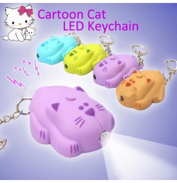BYSUN Sound Creative Cartoon Cat LED Keychain Color Optioanl