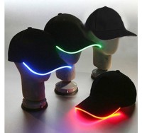 LED Light Glow Club Party Sports Athletic Black Fabric Travel Hat Cap