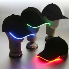 LED Light Glow Club Party Sports Athletic Black Fabric Travel Hat Cap