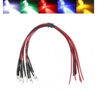LED Light Bulb 20cm Pre Wired 5mm 12V DC Colorful Flashing F5 RGB