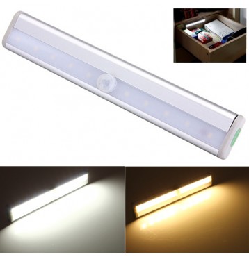 10 LED PIR Motion Sensor Light For Cabinet Wardrobe Bookcase Stairway